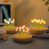 Lámpara de noche LED con tulipanes artificiales hecha a mano: lámpara de noche DIY para dormitorio y regalos