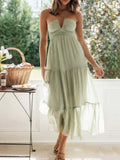 Bohemian V-Neck Sleeveless Midi Dress for Women - Spring Summer A-Line