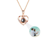 Personalized Photo Projection Necklace with Rose Pendant