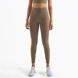Women's High-Waist Nylon Yoga Leggings with Hidden Pocket
