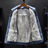 Men’s Thick Winter Denim Jacket – Casual Loose Fit Outerwear
