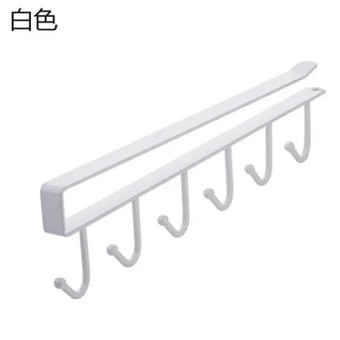 Stainless Steel Kitchen Mug Holder - Wall-Mounted Coffee Cup Rack with 6 Hooks
