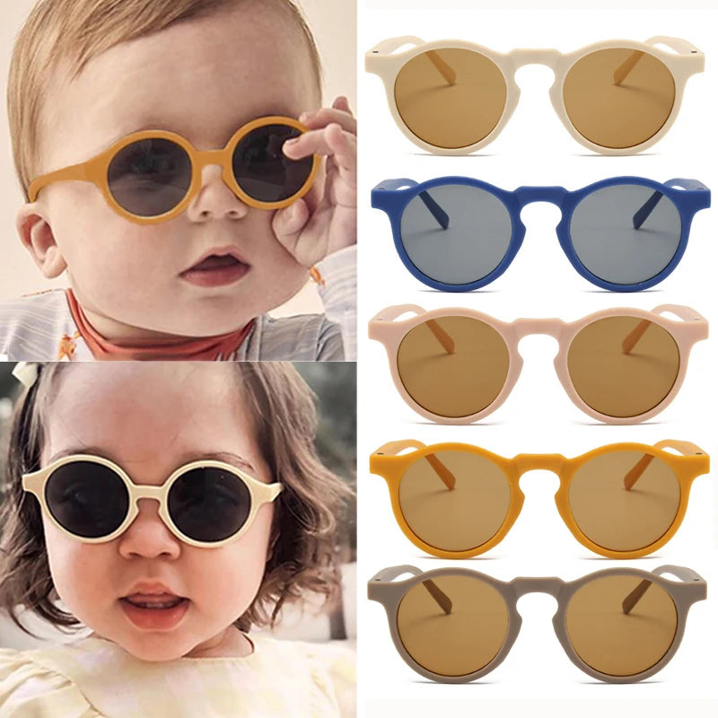 Gafas de sol redondas esmeriladas vintage para niños con protección UV400: protección solar elegante para niños