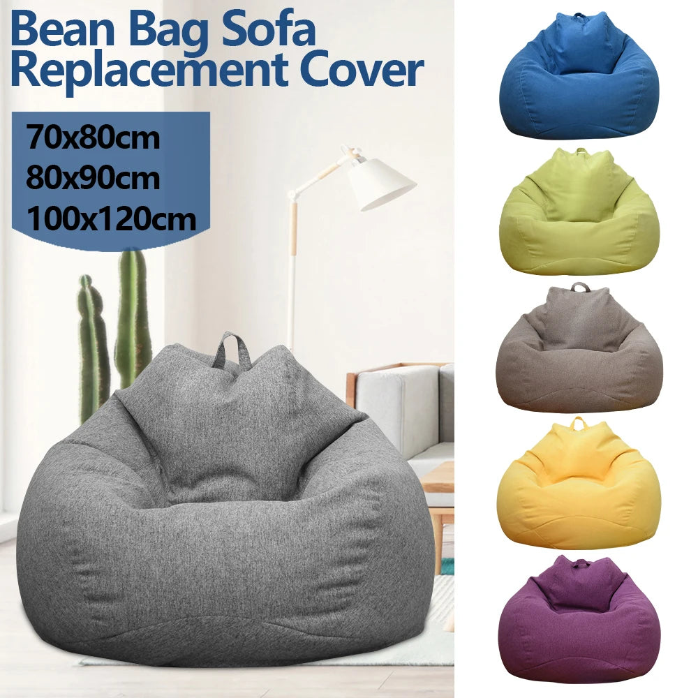 Large Cotton Bean Bag Chair Cover – No-Fill, Comfortable Floor Lounger for Adults