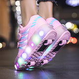 High-Top Waterproof LED Light-Up Shoes for Teens – Unisex Hook & Loop Sneakers (Ages 14+)