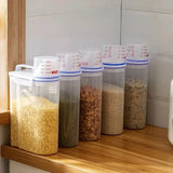 Recipiente de cocina con taza medidora para almacenar arroz y cereales de 2 l