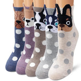 Women's Cat Pattern Crew Socks - 5-Pack Cute & Comfortable Casual Socks