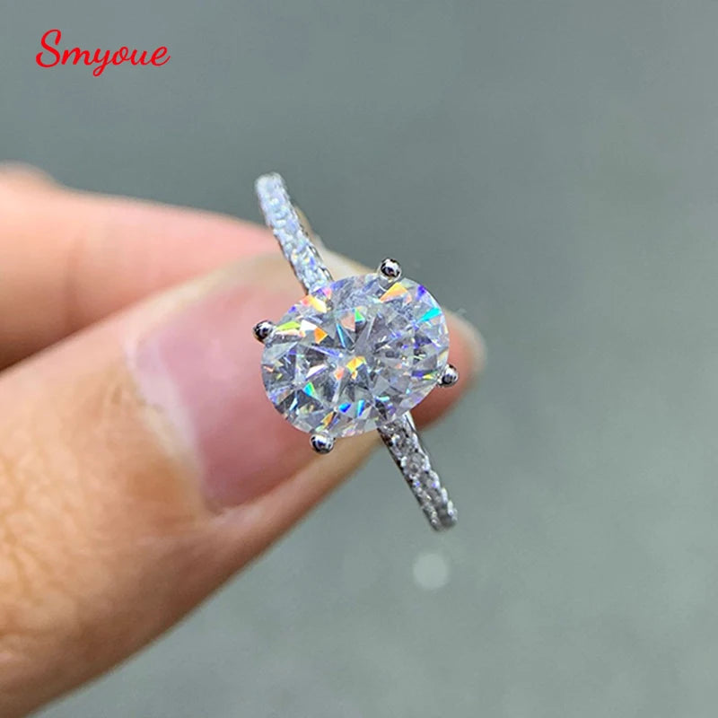 Oval Cut Moissanite Ring - 1CT/2CT/3CT D Color VVS1 Sterling Silver Wedding Band