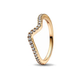 Anillo de plata 925 chapado en oro nuevo 2024 con circonita brillante y doble banda en forma de corazón para mujer, anillo Pandor original, joyería fina
