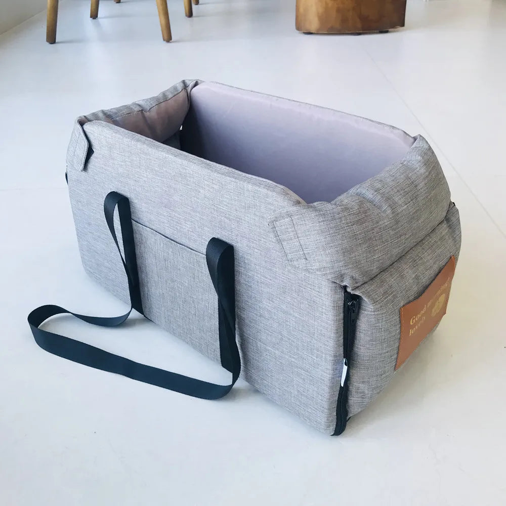 Portable Dog Car Seat Bed – Central Console Travel Carrier for Small Dogs & Cats