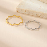 Minimalist Wave Ring – Stainless Steel V-Shape Wedding Band for Women