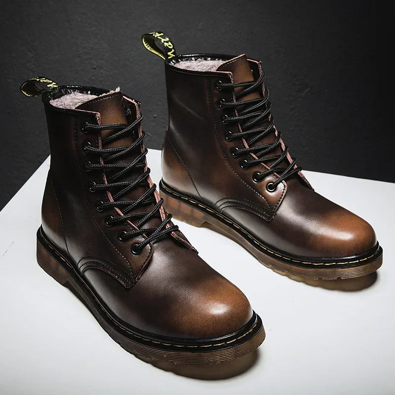 Men's & Women's Genuine Leather Motorcycle Boots – Waterproof, Anti-Slip Ankle Boots for All Seasons