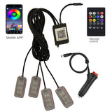 4-Piece RGB Car Ambient LED Lights with APP & Music Sync Control