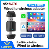 2-in-1 Wireless CarPlay & Android Auto Adapter – USB/Type-C Plug & Play