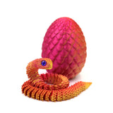3D Printed Movable Snake with Egg – Realistic Articulated Animal Toy for Decor & Fidget Play