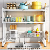 Escurridor de platos para colocar sobre el fregadero: organizador de drenaje y almacenamiento de acero inoxidable para la cocina