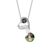 Personalized Photo Projection Necklace with Rose Pendant