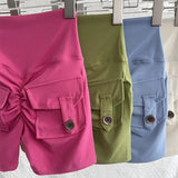 Women's High Waist Yoga Shorts with Pockets - Quick-Drying Gym & Running Shorts
