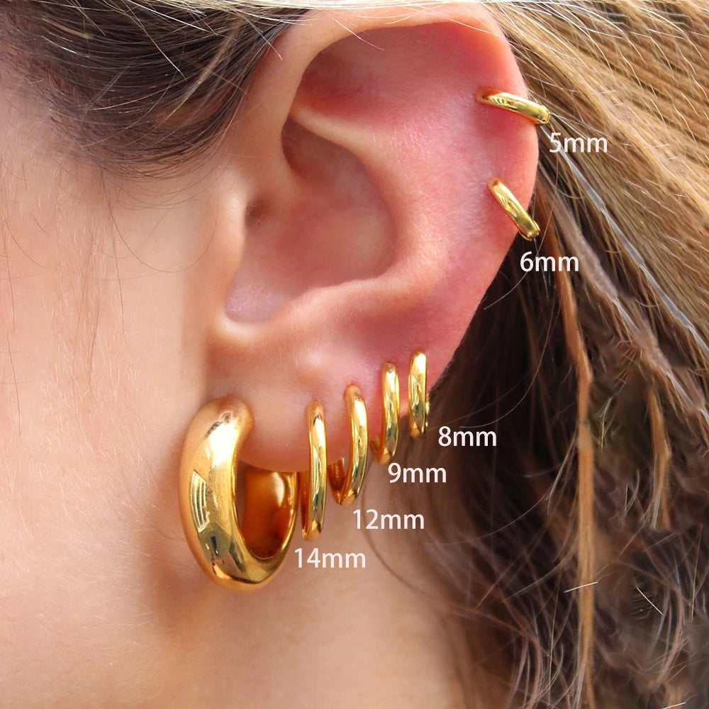 2 aros pequeños de acero inoxidable: piercing para cartílago unisex