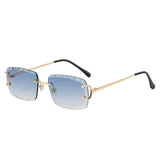 Gafas de sol cuadradas sin montura Gafas de sol de tendencia de metal de alta calidad para hombres y mujeres Gafas de sol estilo street shot