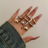 8-Piece Open Ring Set – Gold & Silver Stackable Fashion Rings for Women