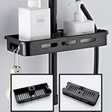 Estante organizador de almacenamiento para ducha de baño, sin perforaciones, barra de elevación, soporte para cabezal de ducha, bandeja para champú y gel de ducha, estantes de poste