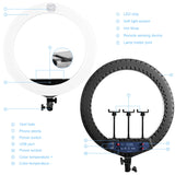 Anillo de luz LED regulable de 21 pulgadas, bicolor, 3200 K-5600 K, con control remoto y trípode 