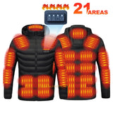 USB Heated Jacket for Men & Women - 21-Zone Heating for Winter Sports