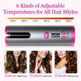Cordless Automatic Hair Curler with Adjustable Temperature & LED Display