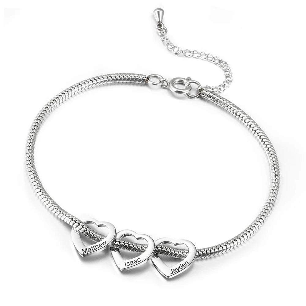 Custom Family Name Bracelet - Personalized Stainless Steel Jewelry for Women
