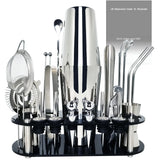 Juego de coctelera Boston: kit de herramientas de barra profesional con soporte