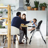 Trona para bebé Sejoy, trona plegable, respaldo ajustable, bandeja doble extraíble, cojín de cuero PU desmontable, trona para