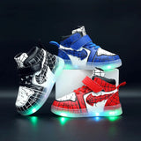 Boys Waterproof Light-Up Shoes – Hook & Loop Casual Sneakers for Ages 7–13