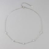 18K Gold Plated Four Leaf Clover Necklace for Women - Stainless Steel Zircon Collar Chain