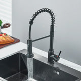 Grifo de cocina negro mate: grifo monomando con resorte para agua fría y caliente