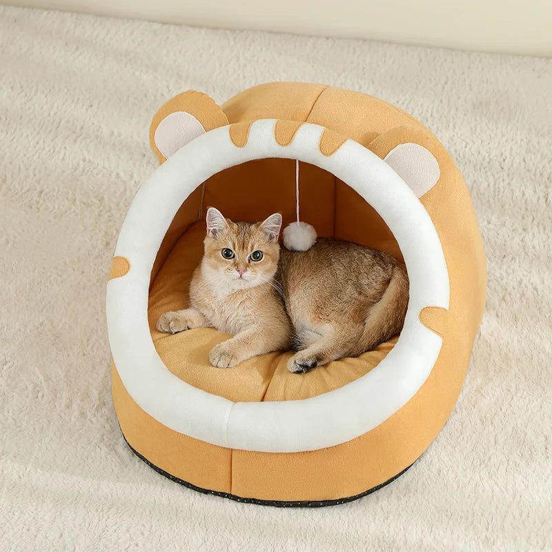 Warm Cat Cave Bed – Cozy Tent Cushion for Kittens & Small Dogs