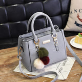 Women’s Vintage PU Leather Satchel – Plush Tassel Crossbody & Shoulder Bag