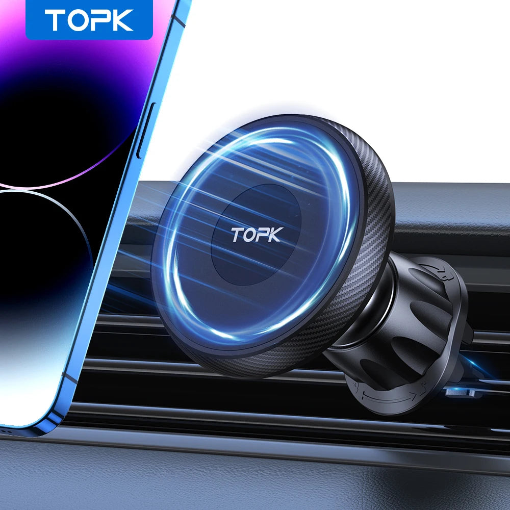 TOPK Soporte magnético para teléfono de coche con ventilación de aire para iPhone 15, 14, 13, ProMax, Xiaomi, Samsung, soporte magnético fuerte