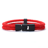 Nueva pulsera de hilo rojo de la suerte para hombre, pulsera de cadena de cordón de nailon de dos capas, accesorios geniales para motociclistas, regalo para novio Erkek Bileklik
