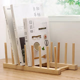 Estante para platos de bambú: organizador de platos y tazas de madera para almacenar en la cocina 