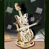 3D Wooden Cello Music Box - DIY Model Kit with Dancing Butterfly Mechanism