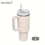 Vaso de acero inoxidable de 887 ml – Botella de agua aislada al vacío de 40 oz con asa, tapa y pajita