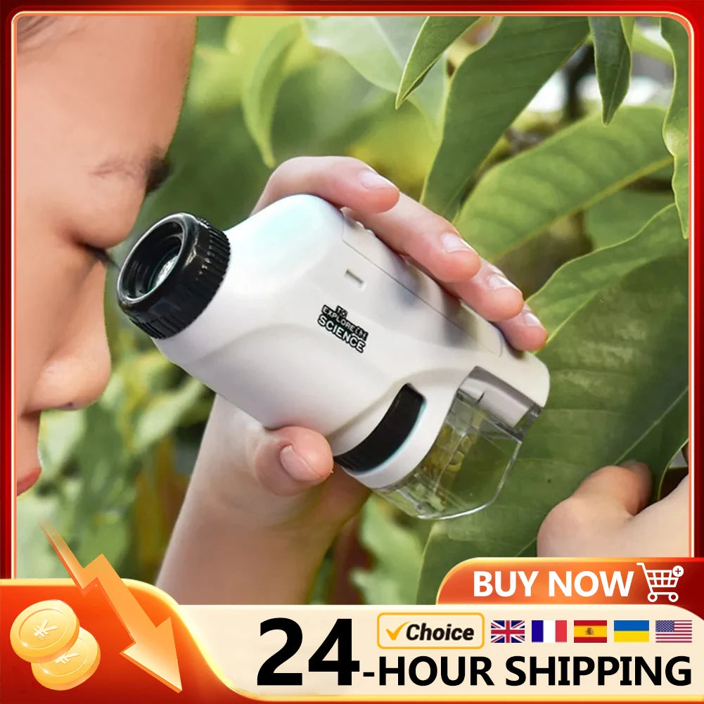Handheld Pocket Microscope – 60–120X Portable Educational Microscope for Kids