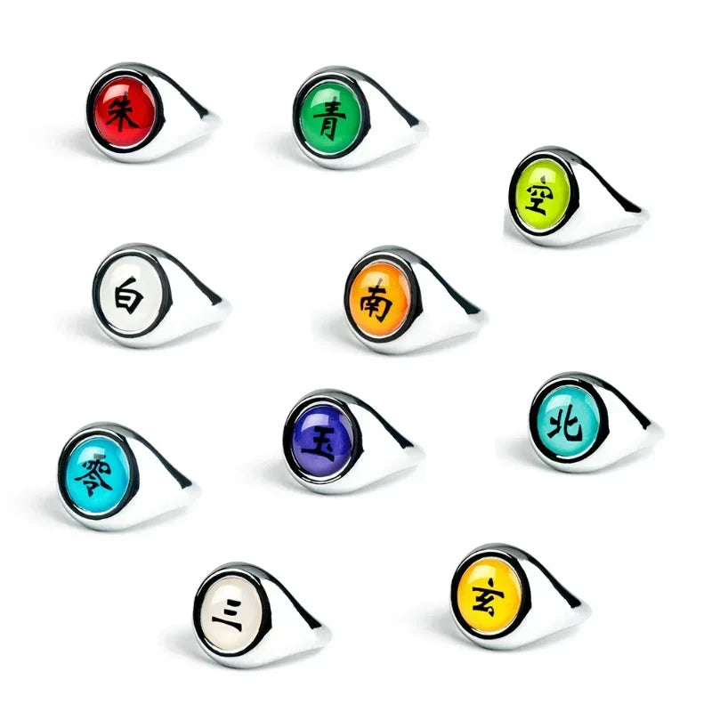 Akatsuki Itachi Cosplay Ring Set – Naruto Metal Jewelry for Men & Women