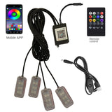 4-Piece RGB Car Ambient LED Lights with APP & Music Sync Control