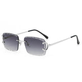 Gafas de sol cuadradas sin montura Gafas de sol de tendencia de metal de alta calidad para hombres y mujeres Gafas de sol estilo street shot