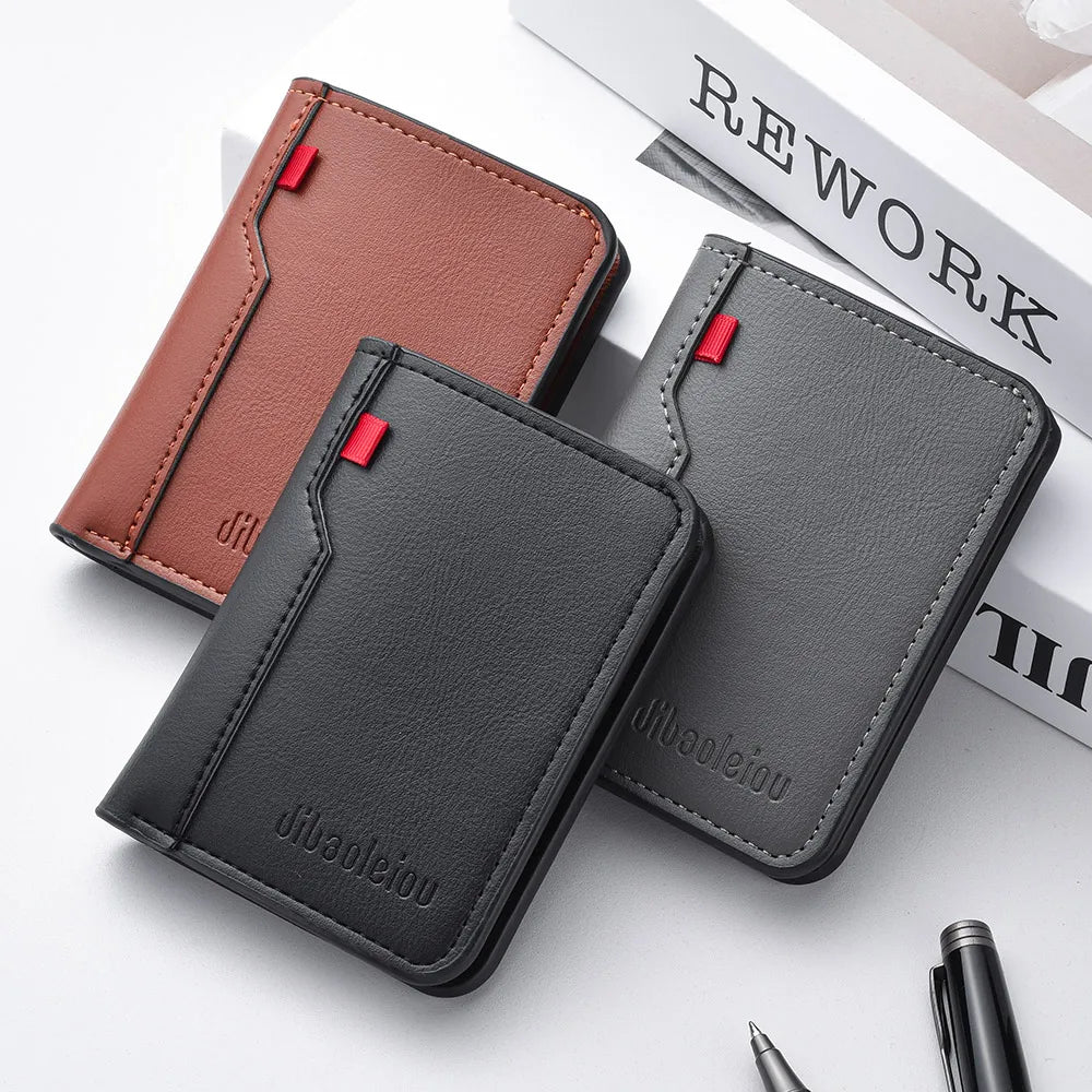 Ultra-Thin PU Leather Card Wallet for Men – Slim Minimalist Credit Card Holder