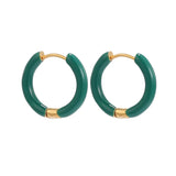Stainless Steel Enamel Hoop Earrings for Women – Trendy Summer Style