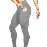 Seamless High-Stretch Yoga Leggings for Women with Elastic Waist and Welt Pockets
