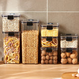 Tarro grande de plástico para almacenar granos de cocina: organizador de alimentos y recipiente para condimentos a prueba de humedad